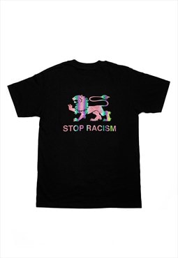 Black STOP RACISM Graphic Reflective 3M t shirt tee 
