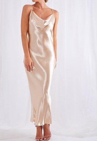 KEISHA MIDI SLIP DRESS - GOLD