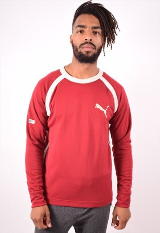 PUMA MENS VINTAGE TOP LONG SLEEVE MEDIUM MAROON 90S