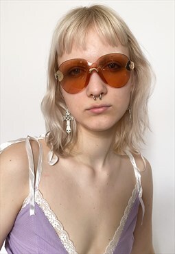 Vintage Y2K iconic rimless visor sunglasses in pink