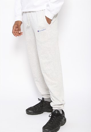 VINTAGE CHAMPION LOGO JOGGING TRACK BOTTOMS GREY