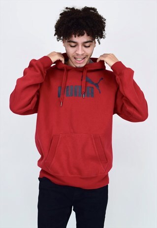 VINTAGE 90'S PUMA RED HOODIE WITH POCKET