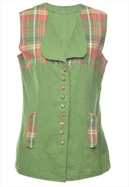 Vintage Beyond Retro Green Contrast Panel Check Waistcoat - 