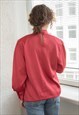 VINTAGE 80'S PINK/RED HIGH COLLAR BLOUSE