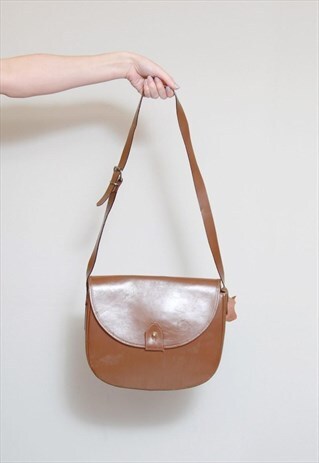 VINTAGE 1980'S TIFERNO LIGHT TAN LEATHER SHOULDER BAG