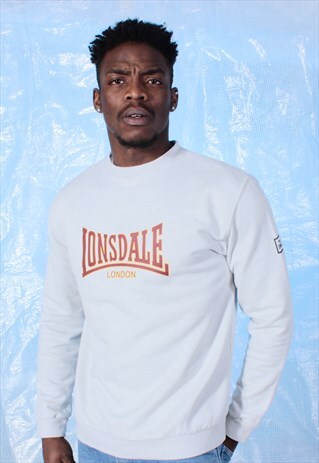 VINTAGE LONSDALE GREY AND RED PRINTED SWEATSHIRT
