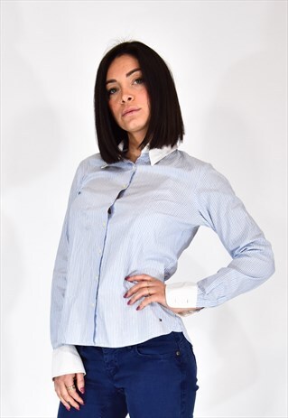 TOMMY HILFIGER WHITE AND LIGHT BLUE SHIRT