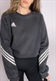 VINTAGE ADIDAS SWEATSHIRT IN BLACK WITH WHITE TRIPLE STRIPES