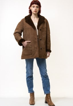 80s Vintage Suede Sheepskin Leather Shearling Jacket 5360