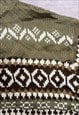 VINTAGE KNITTED CARDIGAN ABSTRACT PATTERNED ZIP UP SWEATER