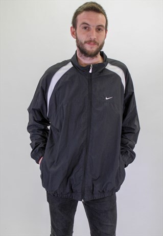 VINTAGE NIKE WINDBREAKER JACKET IN BLACK XL
