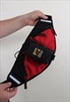 VINTAGE 90S HIKING WAIST BAG, RED BLACK SPORT TRAVEL BUM BAG