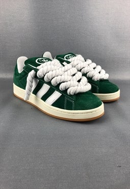 Campus 00s Green with Thick Chunky Rope Laces