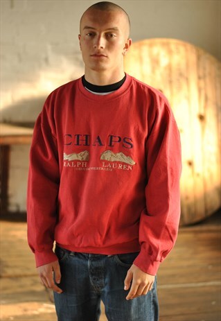 VINTAGE 90S CHAPS BY RALPH LAUREN SPELL OUT SWEATER