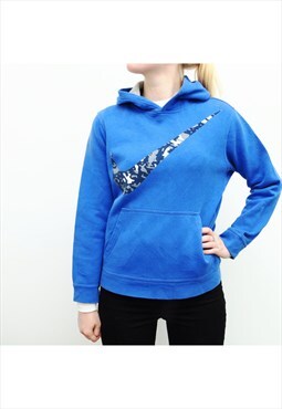Nike - Blue Camouflage Swoosh Hoodie - Large