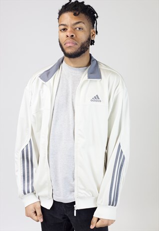 VINTAGE ADIDAS CREAM ZIP UP 90'S JACKET