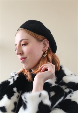 GOLD LINEAR ABSTRACT FACE EARRINGS
