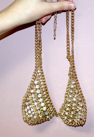 80S VINTAGE STYLE PETER PAN PARTY NECKLACE GOLD METAL