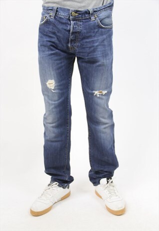 VINTAGE CARHARTT BLUE RIPPED DENIM JEANS