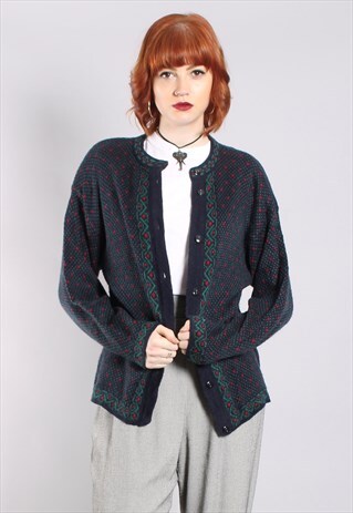 VINTAGE 80S PATTERNED CARDIGAN