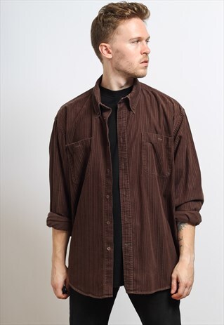VINTAGE CORDUROY CORD SHIRT BROWN