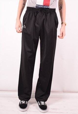 KAPPA MENS VINTAGE TRACKSUIT TROUSERS LARGE BLACK 90S