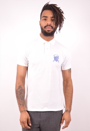 POLO RALPH LAUREN MENS VINTAGE POLO SHIRT SMALL WHITE 90S