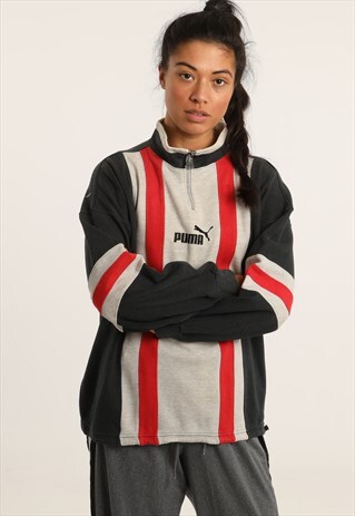 VINTAGE PUMA EMBROIDERED SPELLOUT 1/4 ZIP SWEATSHIRT