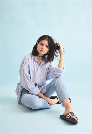 90'S RETRO RALPH LAUREN CHECKED PRINT OVERSIZED SHIRT TOP