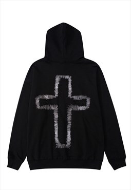 Kalodis cross-embroidered loose hoodie