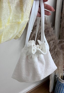 Bucket Tote in White Crinkle