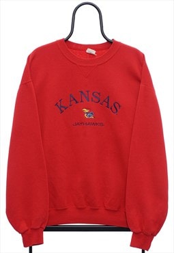 Vintage NCAA Kansas Jayhawks Red Sweatshirt Mens