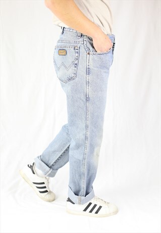 MENS VINTAGE WRANGLER JEANS W34 L32 TEXAS STRAIGHT ZIP 90'S