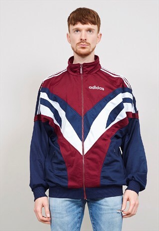VINTAGE 90'S ADIDAS BURGUNDY / NAVY OVERSIZED TRACKSUIT SPOR