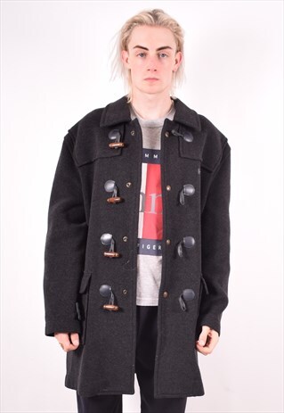 PAUL & SHARK MENS VINTAGE DUFFLE COAT LARGE GREY 90S