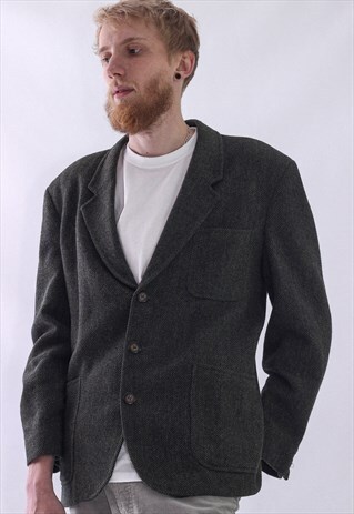 VINTAGE MENS YVES SAINT LAURENT THREE BUTTON WOOL COAT