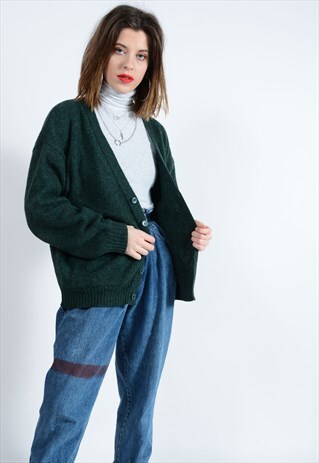 VINTAGE CARDIGAN IN GREEN WITH BUTTONS