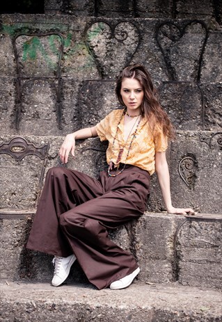 VINTAGE 1970 RARE WIDE LEG HIGH WAIST TROUSERS PANTS