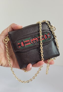 Vintage Gucci Ophidia brown leather wallet on chain