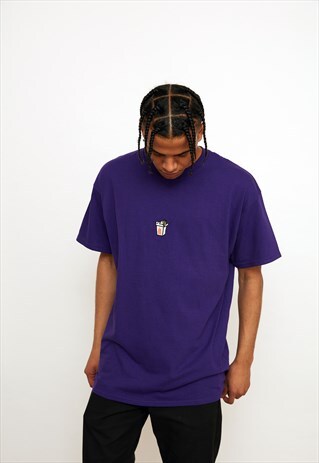 TAKE AWAY EMBROIDERED PURPLE TEE