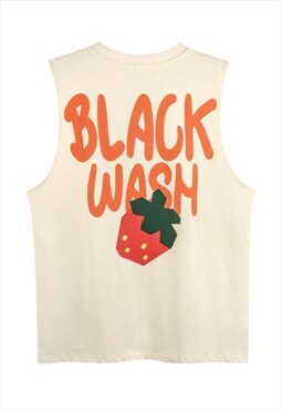 Strawberry sleeveless t-shirt grunge tank top surfer vest