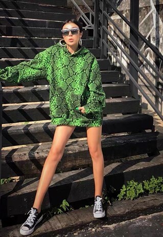 SNAKE PRINT OVERSIZED STREET HOODIE