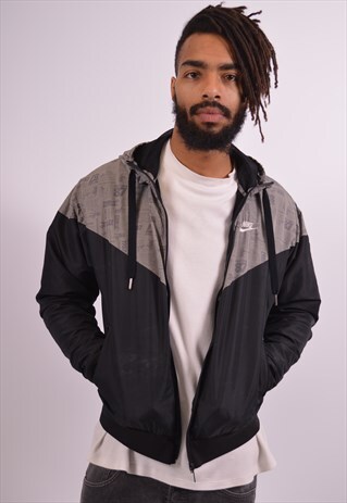 NIKE MENS VINTAGE RAIN JACKET MEDIUM BLACK 90S