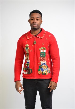 VINTAGE UGLY CHRISTMAS KNIT CARDIGAN