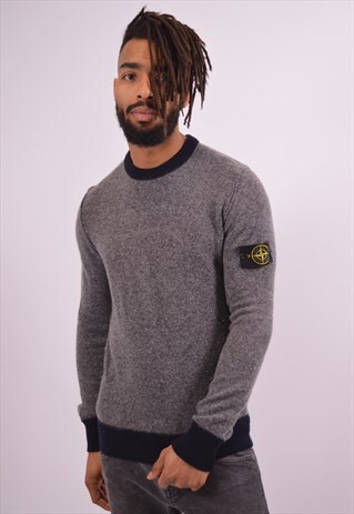 STONE ISLAND MENS VINTAGE JUMPER SWEATER LARGE GREY 90S
