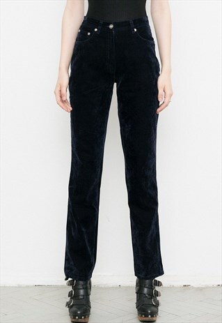 DARK BLUE VELVET PANTS