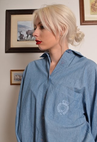 VINTAGE 90S LIGHT DENIM SHIRT IN BLUE