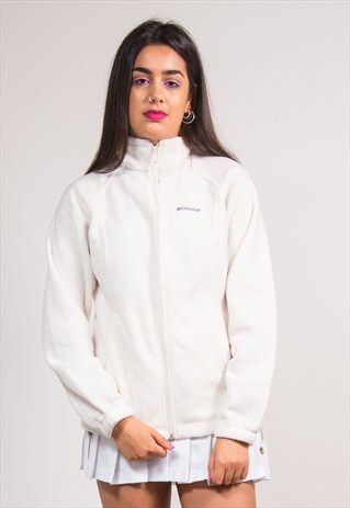 VINTAGE 90'S COLUMBIA WHITE FLEECE ZIP JACKET