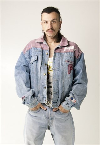 VINTAGE PHILLIES PHILADELPHIA BASEBALL DENIM JACKET