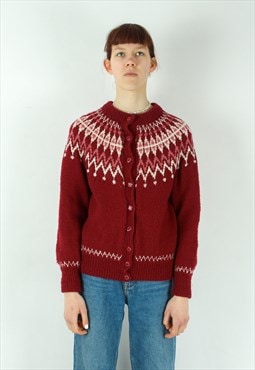 Norwegian Wool Cardigan Sweater Jumper Jacket Winter Warm